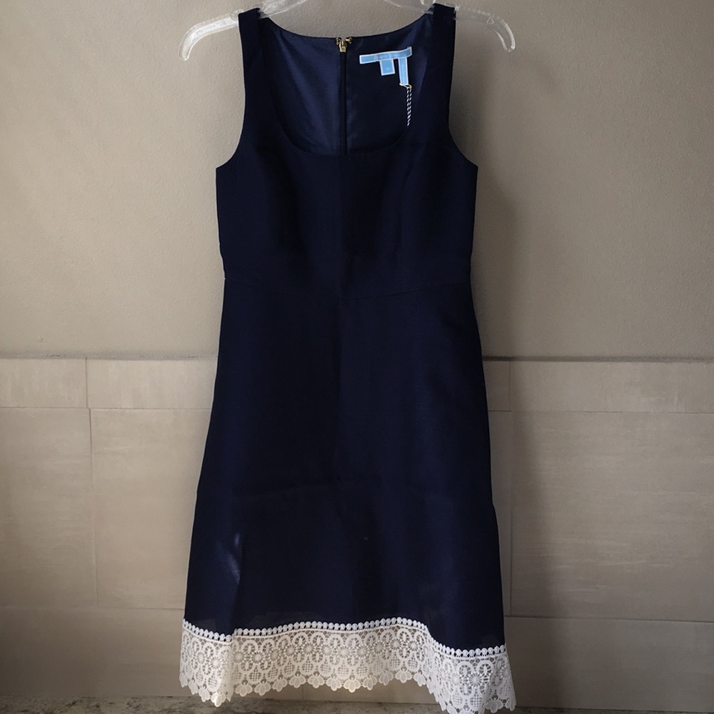 NWT Draper James navy and white dress